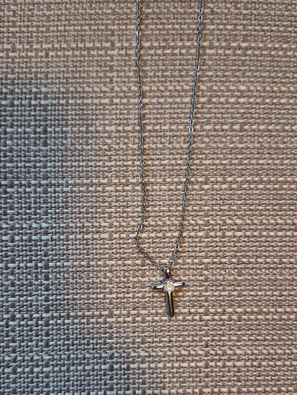 Park Lane Silver Cross Pendant Necklace with Clear Accent